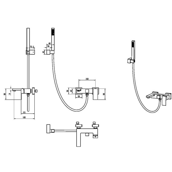 Смеситель для ванны Boheme Qubic 473-CB, брашированная медь - фото 2