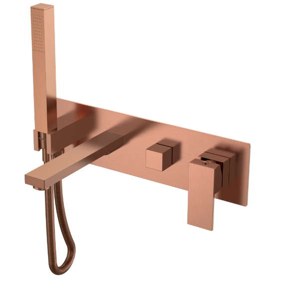 Смеситель для ванны Boheme Qubic 474-2-CB (со скрытой частью) брашированная медь - фото 