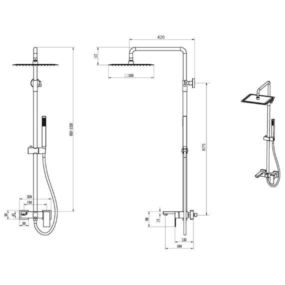 Душевая стойка Boheme Qubic 478-CB, брашированная медь - фото 2