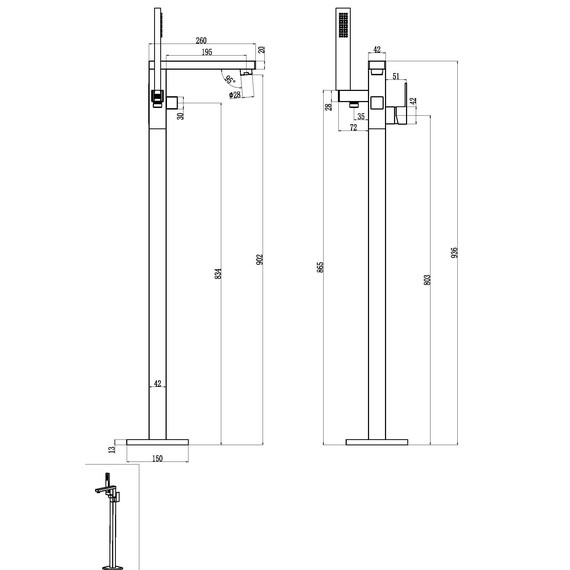 Смеситель для ванны напольный Boheme Qubic 479-MW, белый - фото 2