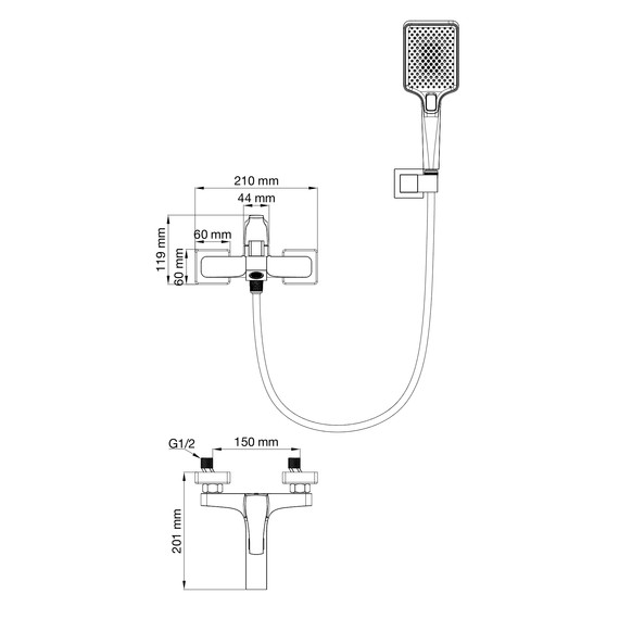 Смесители для ванны Wonzon & Woghand Flex WW-88037072-BN, никель - фото 7