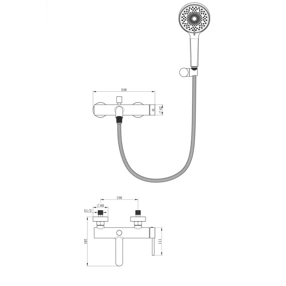 Смесители для ванны Wonzon & Woghand Stick WW-88639017-BGM, тёмный графит - фото 8
