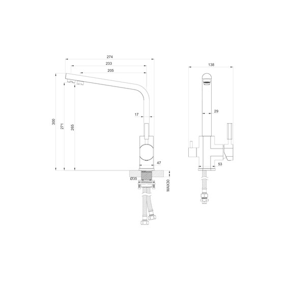 Смесители для кухни Wonzon & Woghand WW-88458003-CR - фото 4