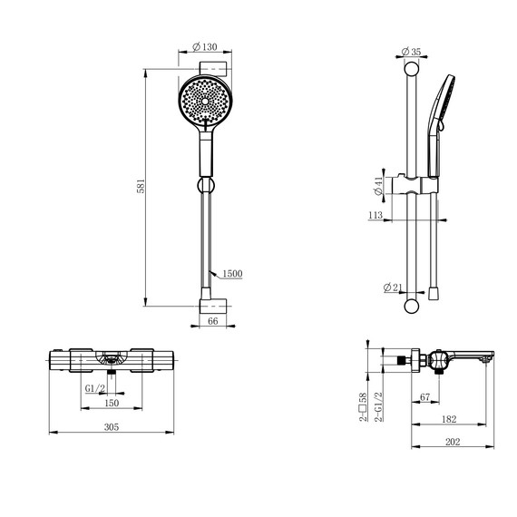 Смесители для ванны с термостатом Wonzon & Woghand Solid WW-C2011-A-MB, чёрный - фото 8