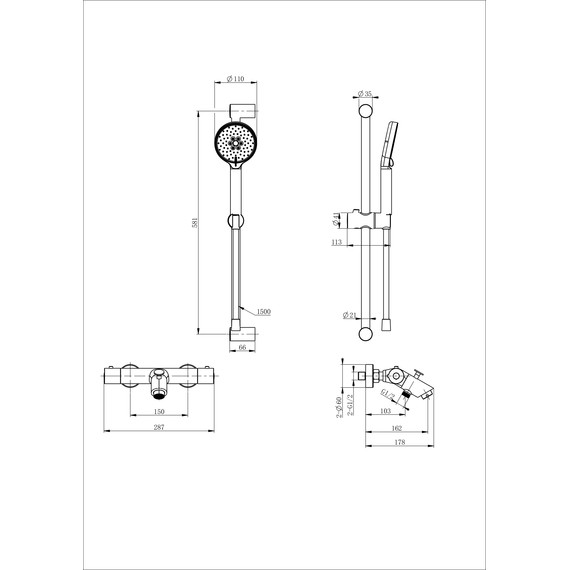 Смесители для ванны с термостатом Wonzon & Woghand WW-C2002-A-BGG, тёмный графит - фото 2