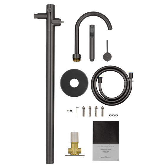 Смеситель для ванны напольный Wonzon & Woghand Stick WW-88649017-BGM, тёмный графит - фото 7