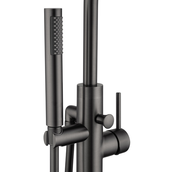 Смеситель для ванны напольный Wonzon & Woghand Stick WW-88649017-BGM, тёмный графит - фото 5