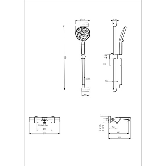 Смесители для ванны с термостатом Wonzon & Woghand WW-C2018-A-BG, золото - фото 2