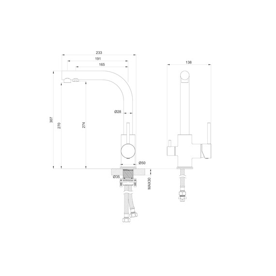 Смесители для кухни Wonzon & Woghand WW-88458005-MB, чёрный - фото 5