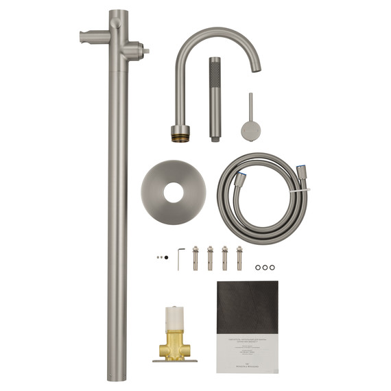 Смеситель для ванны напольный Wonzon & Woghand Stick WW-88649017-BN, никель - фото 7