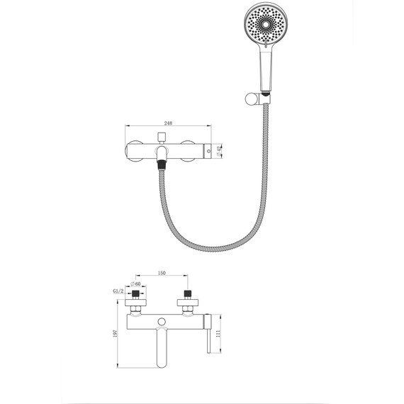 Смесители для ванны Wonzon & Woghand Stick WW-88639017-MB, чёрный - фото 8