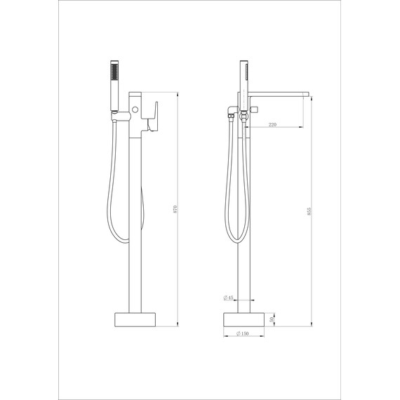 Смеситель для ванны напольный Wonzon & Woghand Stick WW-88649901-BG, золото - фото 7