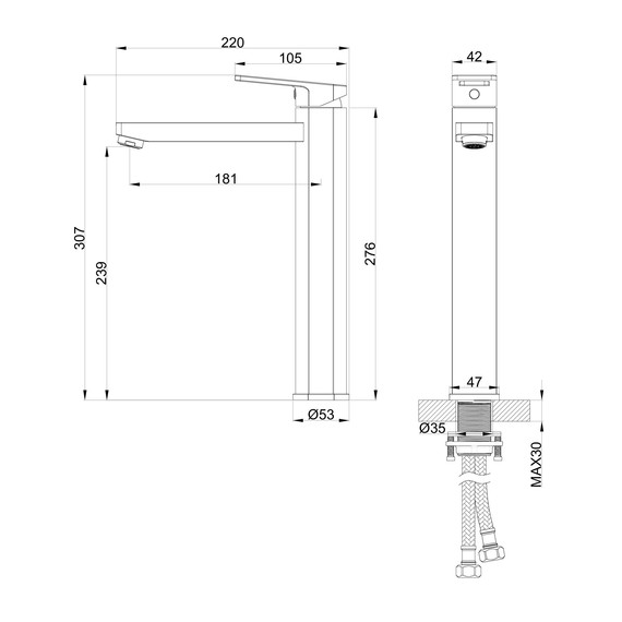 Смеситель для раковины высокий Wonzon & Woghand Frame WW-88239010-CR - фото 6