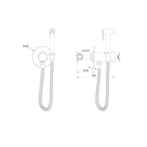 набор для гигиенического душа с термостатом Wonzon & Woghand WW-88829909-BGM (со скрытой частью) тёмный графит - фото 2