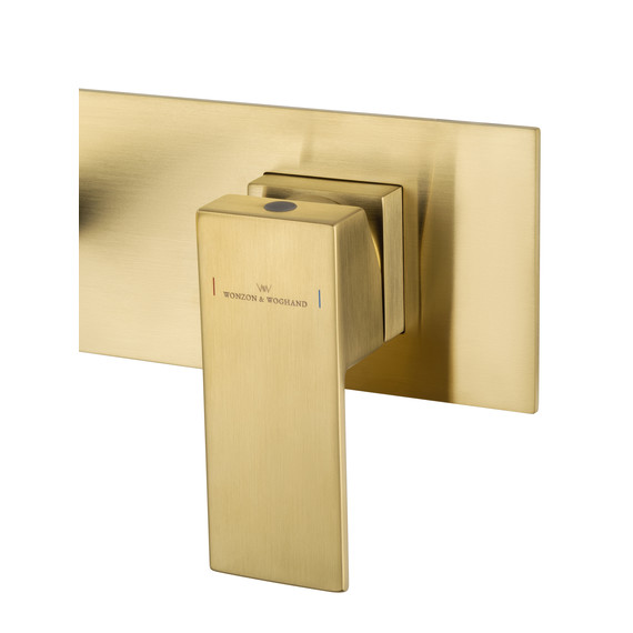 Смеситель для раковины настенный Wonzon & Woghand Cube WW-88869016-BG (со скрытой частью) золото - фото 3