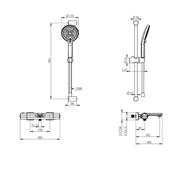 Смесители для ванны с термостатом Wonzon & Woghand Solid WW-C2011-A-BGG, тёмный графит - фото 8
