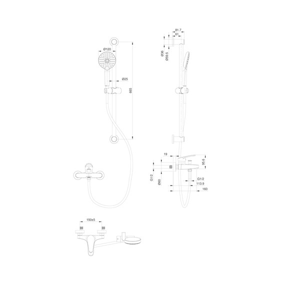 Смесители для ванны Wonzon & Woghand WW-C2501-MB, чёрный - фото 2