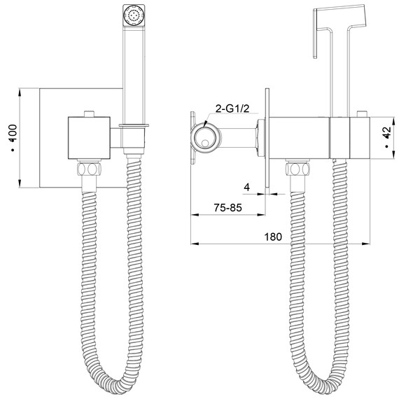 набор для гигиенического душа с термостатом Wonzon & Woghand WW-88829910-BN (со скрытой частью) никель - фото 6