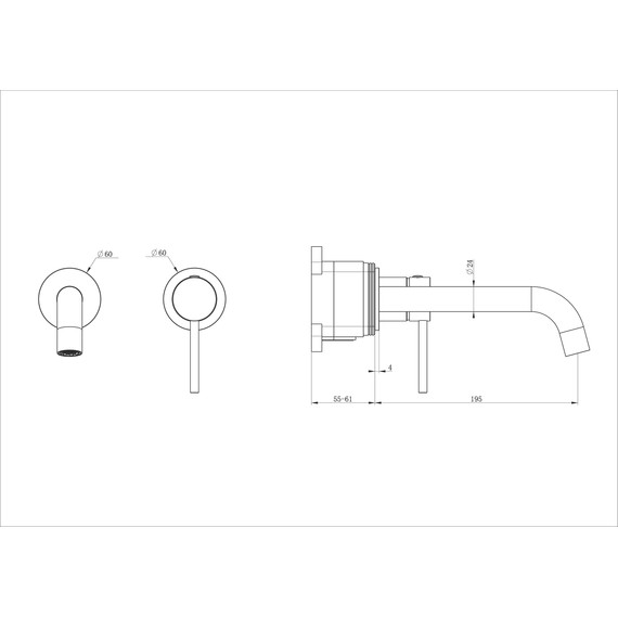Смеситель для раковины настенный Wonzon & Woghand Stick WW-88869017-MW (со скрытой частью) белый - фото 2
