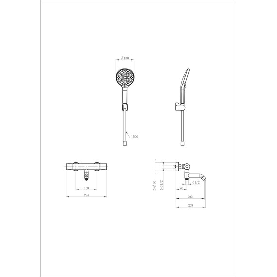 Смесители для ванны с термостатом Wonzon & Woghand Inn WW-B3013-A1-BGG, тёмный графит - фото 2