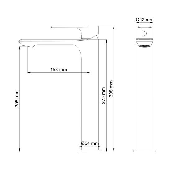 Смеситель для раковины высокий Wonzon & Woghand Brilliant WW-88019079-MB, чёрный - фото 5