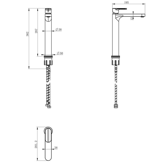 Смеситель для раковины высокий Wonzon & Woghand WW-H1034-MW, белый - фото 5