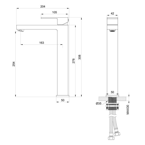 Смеситель для раковины высокий Wonzon & Woghand Cube WW-88239016-CR - фото 6