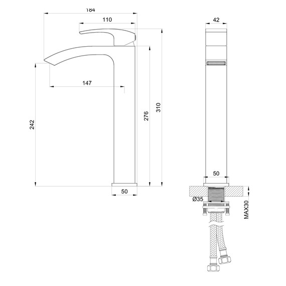 Смеситель для раковины высокий Wonzon & Woghand Fit WW-88239009-CR - фото 6