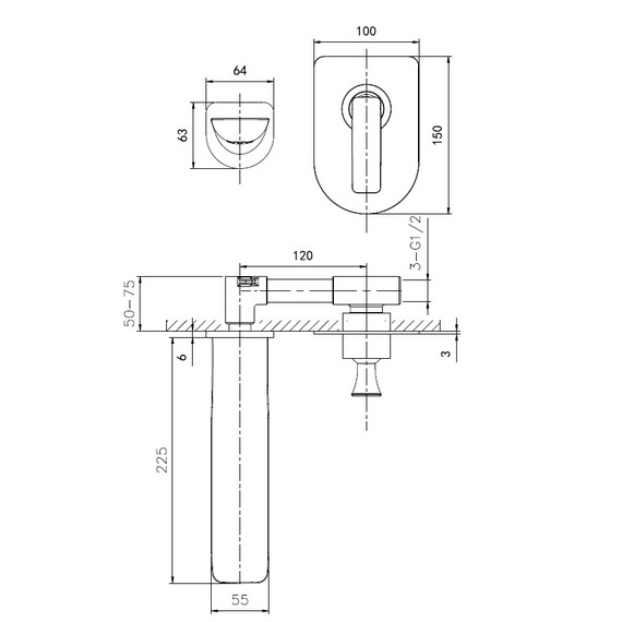 Смеситель для раковины настенный Wonzon & Woghand Shark WW-481701-CR (со скрытой частью) - фото 8