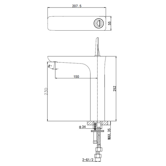 Смеситель для раковины высокий Wonzon & Woghand Shark WW-48B1102-CR - фото 5