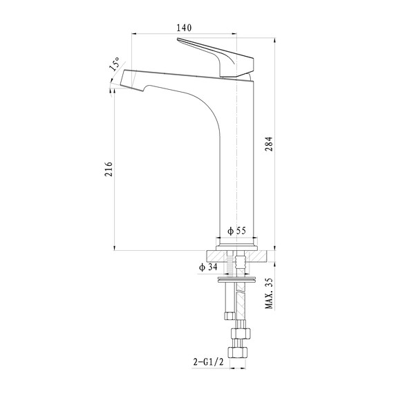 Смеситель для раковины высокий Wonzon & Woghand Balance WW-051104-CR - фото 6
