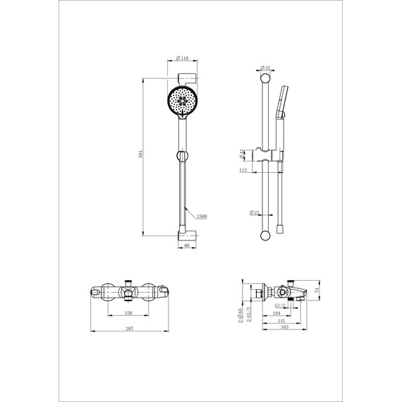 Смесители для ванны с термостатом Wonzon & Woghand WW-C2001-A-BG, золото - фото 2