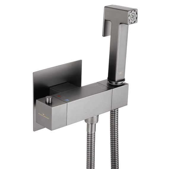 набор для гигиенического душа с термостатом Wonzon & Woghand WW-88819903-BGM (со скрытой частью) тёмный графит - фото 6