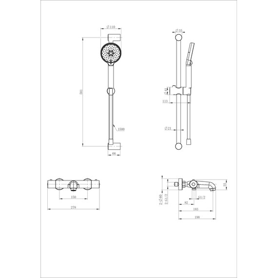 Смесители для ванны с термостатом Wonzon & Woghand WW-C2006-A-MB, чёрный - фото 2