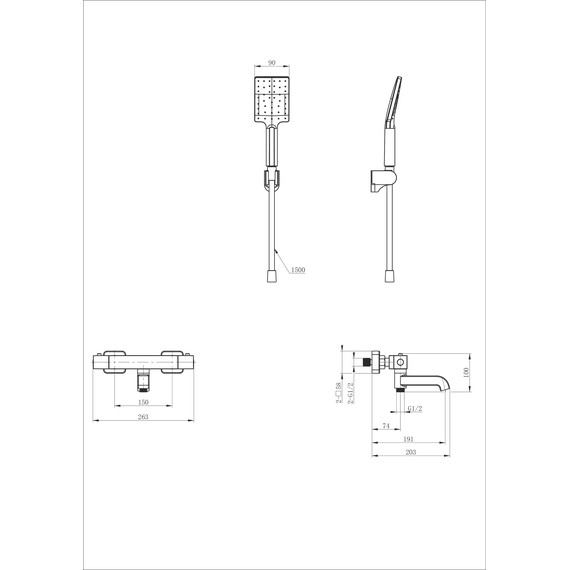 Смесители для ванны с термостатом Wonzon & Woghand Stay WW-B2026-A1-BG, золото - фото 2