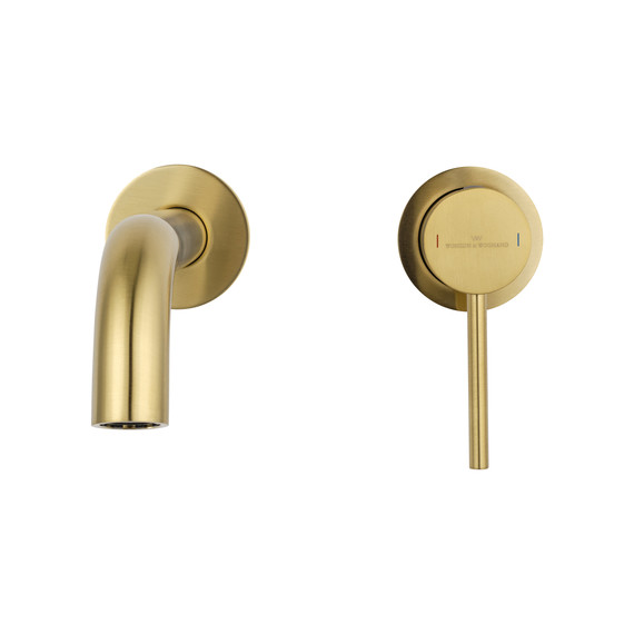 Смеситель для раковины настенный Wonzon & Woghand Stick WW-88869017-BG (со скрытой частью) золото - фото 2