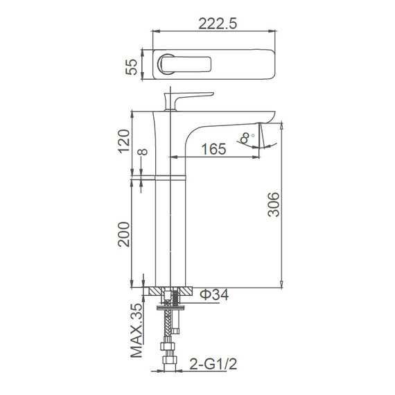Смеситель для раковины высокий Wonzon & Woghand Shark WW-481104-CR - фото 5