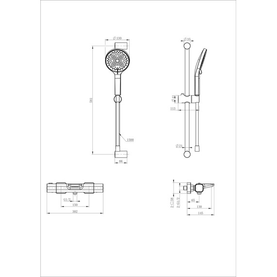 Смесители для ванны с термостатом Wonzon & Woghand Plate WW-C2017-A-BG, золото - фото 2
