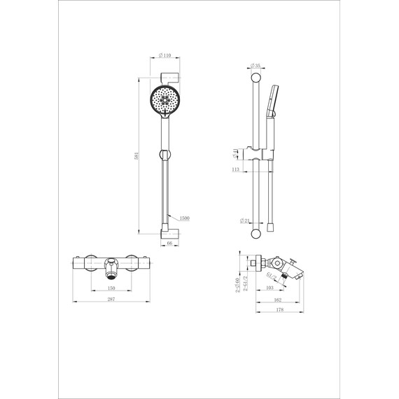 Смесители для ванны с термостатом Wonzon & Woghand WW-C2002-A-MB, чёрный - фото 2