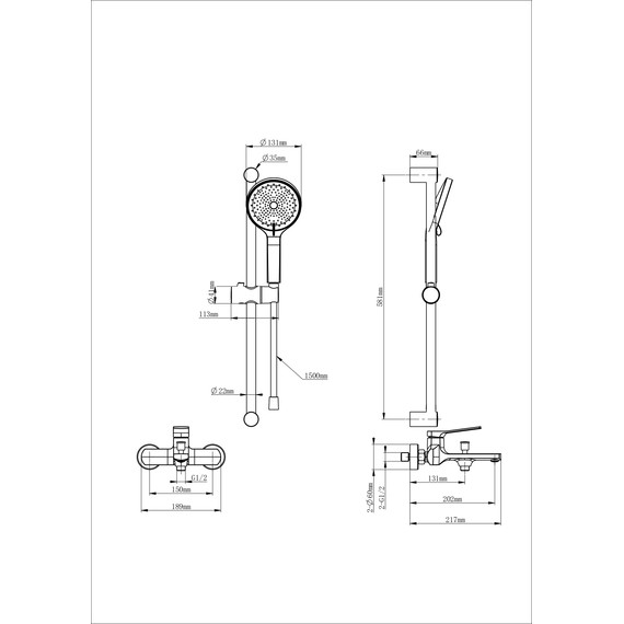 Смесители для ванны Wonzon &amp; Woghand WW-C2036-MB, чёрный - фото 2