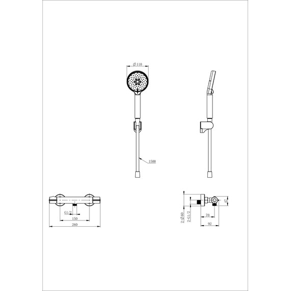 Смесители для душа с термостатом Wonzon & Woghand Inn WW-B2063-A-BGG, тёмный графит - фото 2