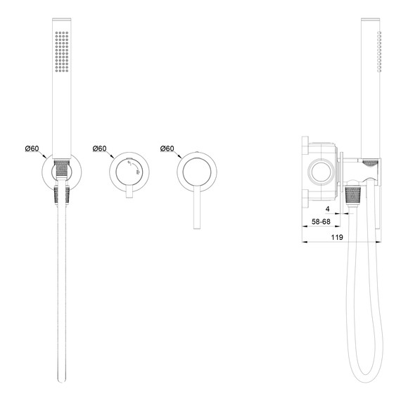Смесители для душа Wonzon & Woghand Stick WW-838017-BN (со скрытой частью) никель - фото 2