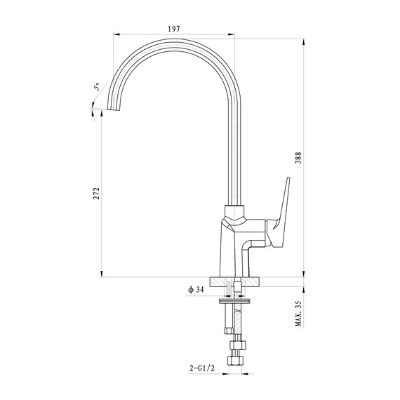 Смесители для кухни Wonzon & Woghand Athens WW-082101-CR - фото 5