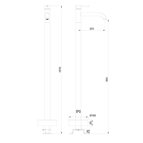 Смеситель для раковины напольный Wonzon & Woghand Stick WW-88649905-BGM, тёмный графит - фото 7