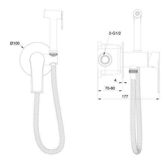 набор для гигиенического душа Wonzon & Woghand Brilliant WW-88829079-MB (со скрытой частью) чёрный - фото 6