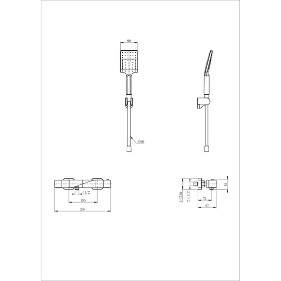 Смесители для душа с термостатом Wonzon & Woghand Twist WW-B2025-A-BGG, тёмный графит - фото 2
