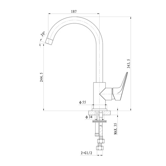Смесители для кухни Wonzon & Woghand Balance WW-052101-CR - фото 5
