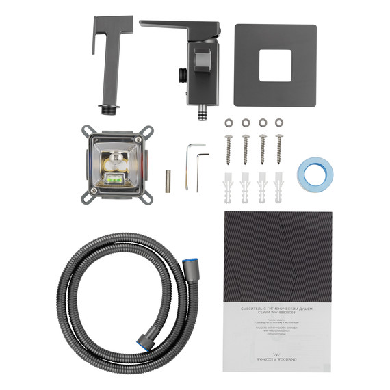 набор для гигиенического душа Wonzon & Woghand Cube 2.0 WW-88829068-BGM (со скрытой частью) тёмный графит - фото 5