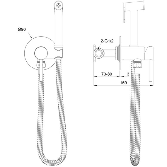 набор для гигиенического душа Wonzon & Woghand Stick WW-88829902-CR (со скрытой частью) - фото 6