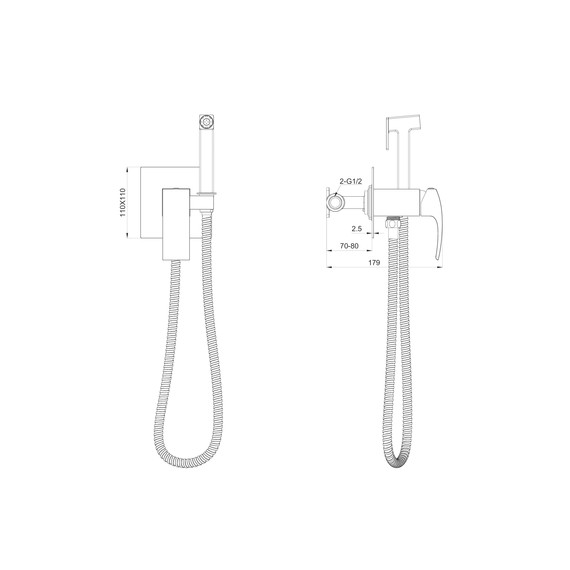 набор для гигиенического душа Wonzon & Woghand Fit WW-88829009-CR (со скрытой частью) - фото 6